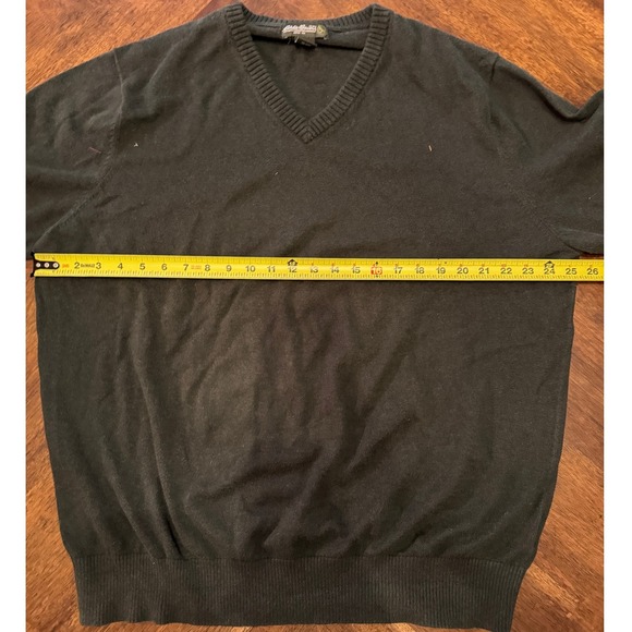 Eddie Bauer V Neck Sweater XL Cotton Cashmere Blend Dark Gray Pullover |F1 - Picture 4 of 5